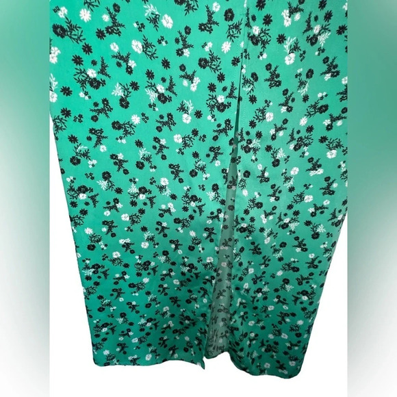 Laundry by Shelli Segal Green Floral Maxi Skirt Front 1/2 Button Up NWT Size XL - Picture 3 of 10